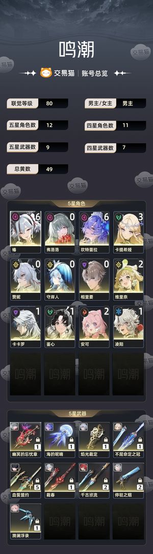 鸣潮【80级】 全网最低3满椿坎卡