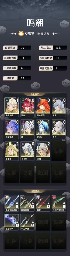 鸣潮【70级】 退游，诚心卖