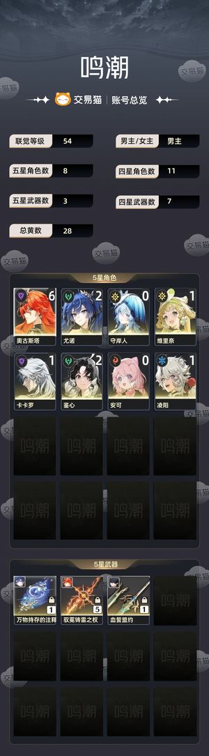 鸣潮【54级】 满命奥古满武器.2命优诺加武器