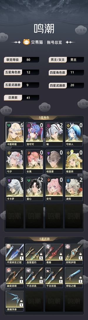 鸣潮【80级】 61卡提，21椿，3w星声