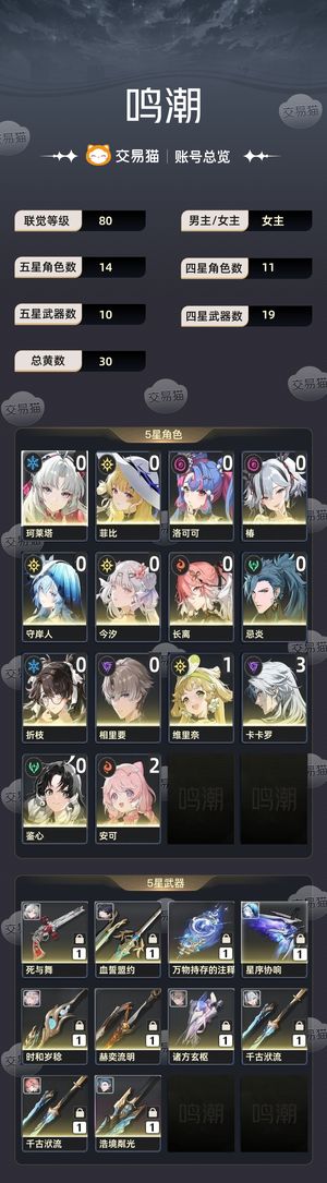 鸣潮【80级】 今汐皮肤，队伍多，有月卡