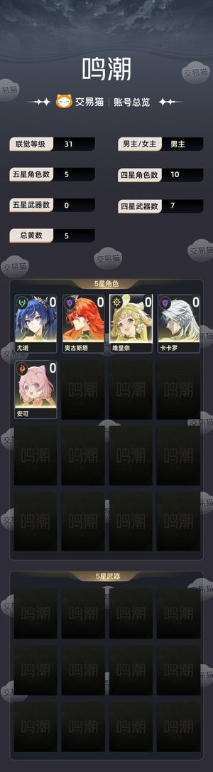 鸣潮【31级】 日月队，低价出售