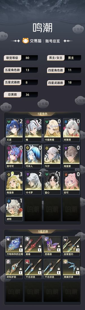 鸣潮【80级】 21优诺21椿21今汐