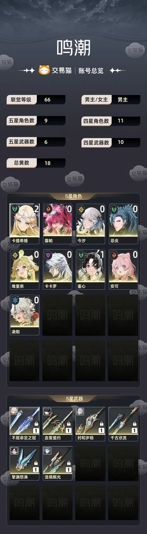 鸣潮【66级】 自用闲置出售回血