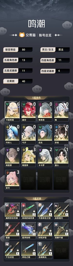 鸣潮【80级】 39黄，满命卡提