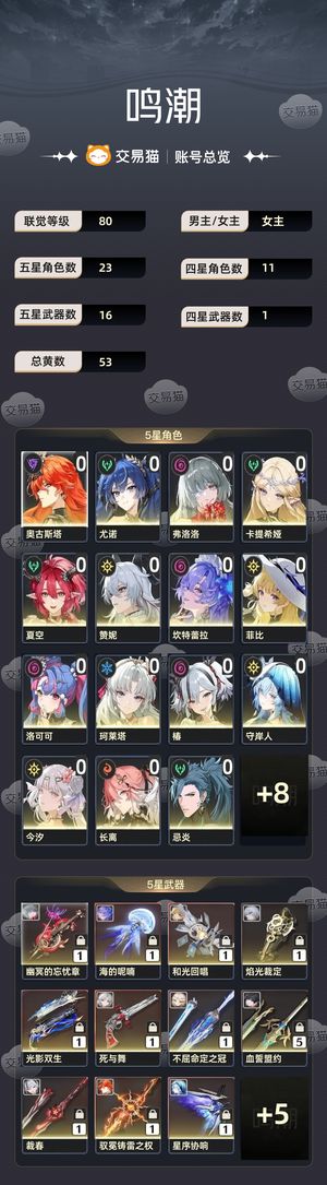 鸣潮【80级】 就差2个角色没有