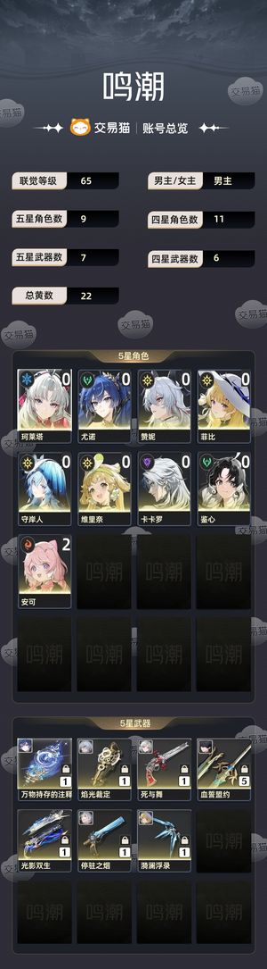 鸣潮【65级】 纯手打号可谈价