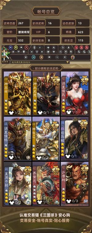 三国杀【骠骑将军,V6】 官服活绑字母号骠骑将军司马昭