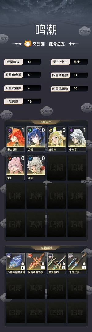 鸣潮【61级】 01日月不是自抽号