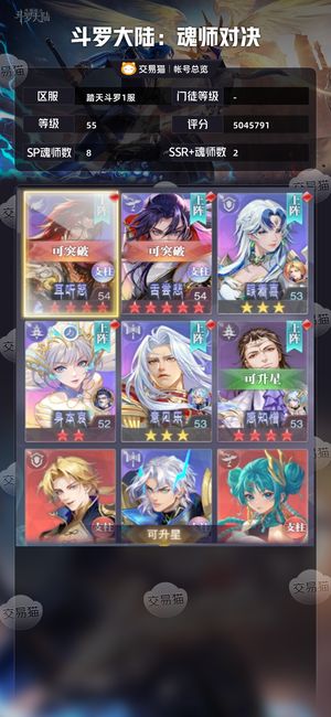 斗罗大陆：魂师对决【 ,55级】带皮王林霍雨浩万钻