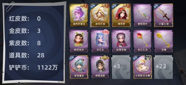 超自然行动组0红皮 3金皮 8紫皮 28道具 9动作 10级梦居 超自然传说