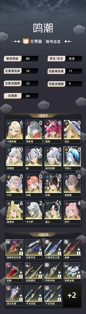 鸣潮【80级】 61小卡露帕椿5k星声没有雪豹