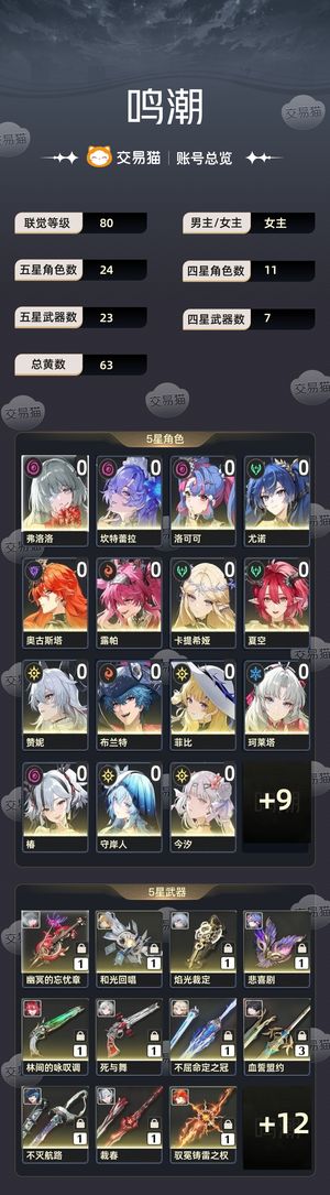 鸣潮【80级】 全图鉴差吟霖和嘉贝