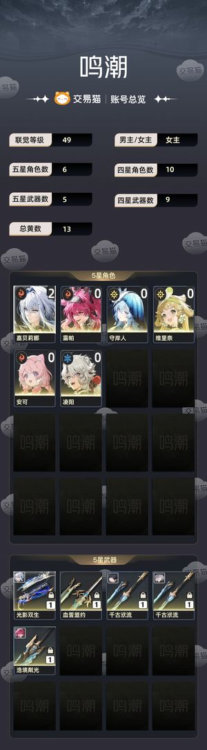 鸣潮【49级】 21嘉贝莉娜露帕守岸人