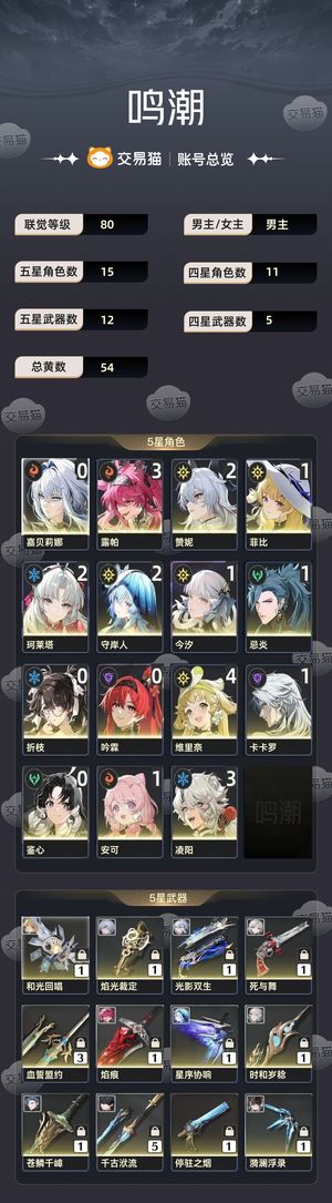 鸣潮【80级】 3 1露帕，多2 1角色