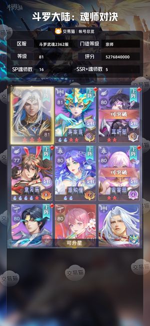 斗罗大陆：魂师对决【宗师,81级】 51亿战 多sp 多魂导器神器