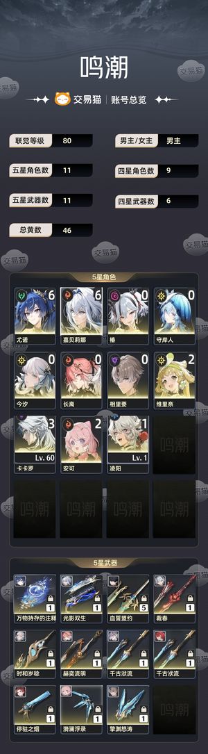 鸣潮【80级】 61尤诺61嘉贝