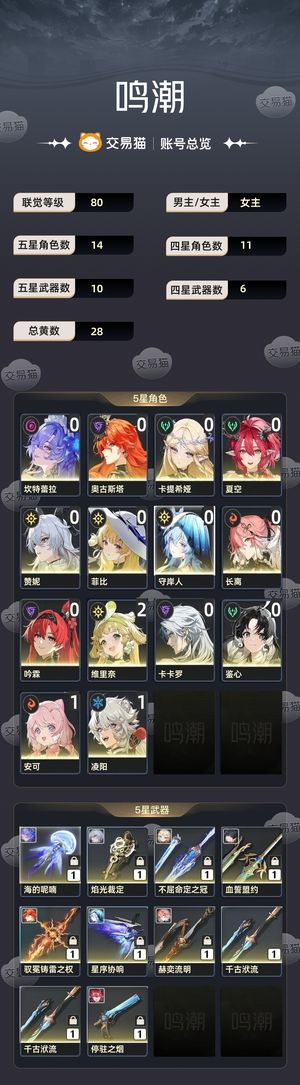 鸣潮【80级】 低价出售可小刀