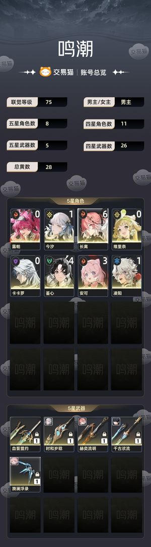 鸣潮【75级】 游戏不打了，账号搁置