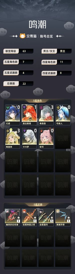 鸣潮【63级】 高质量爽号，31弗，11日月守