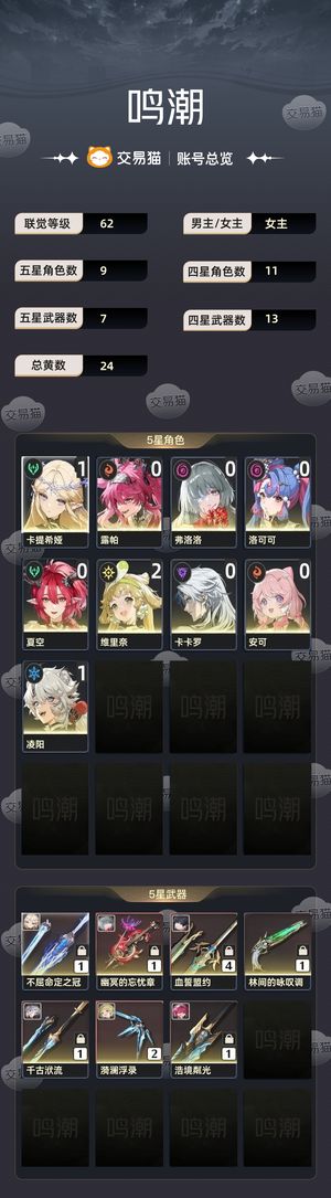 鸣潮【62级】 高质量鸣潮账号