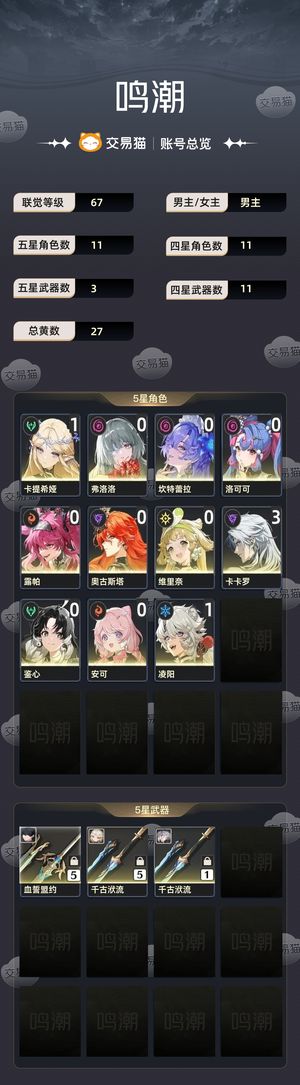 鸣潮【67级】 退游出号低价