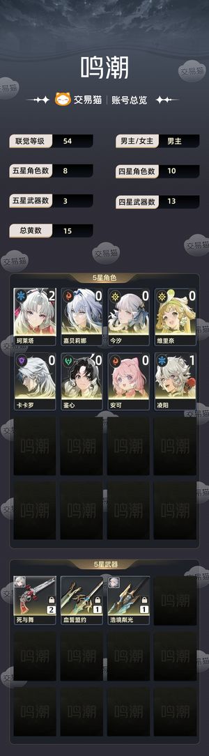 鸣潮【54级】 2 2柯莱塔 今汐嘉贝莉娜