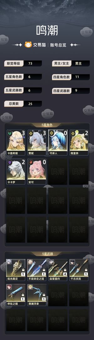 鸣潮【73级】 31卡提，31赞妮