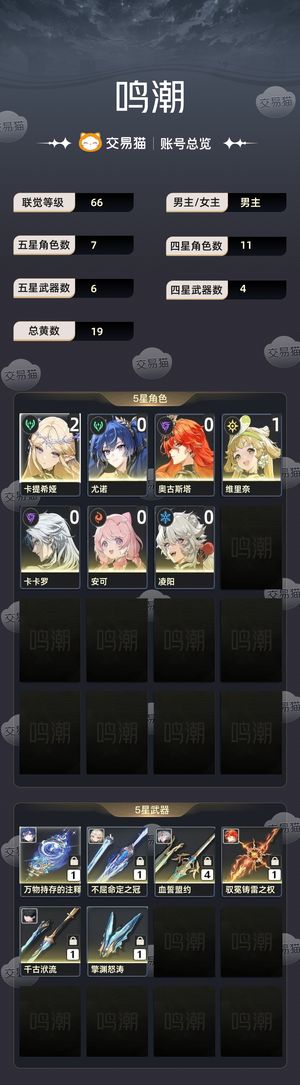 鸣潮【66级】 21卡提01日月两队面板大毕业