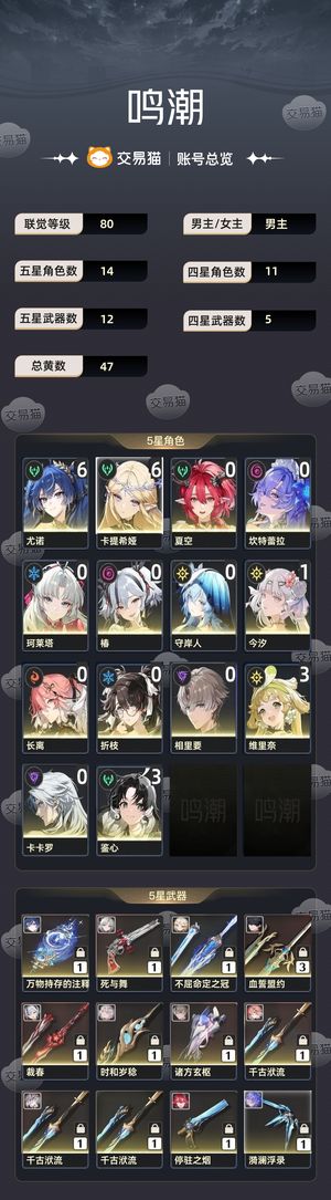 鸣潮【80级】 61尤诺61卡提11今汐配队多