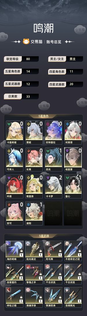 鸣潮【80级】 一命忌炎多角色0 