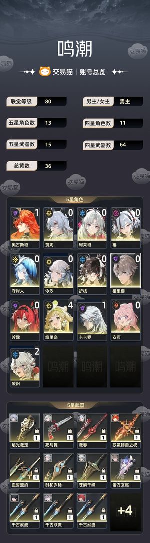 鸣潮【80级】 角色基本都是小毕业