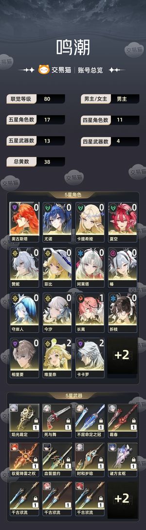 鸣潮【80级】 卡提赞妮日月柯莱塔椿全毕业