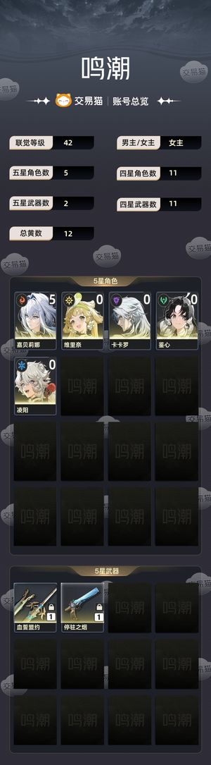 鸣潮【苹果版】【42级】 5命嘉贝垫40