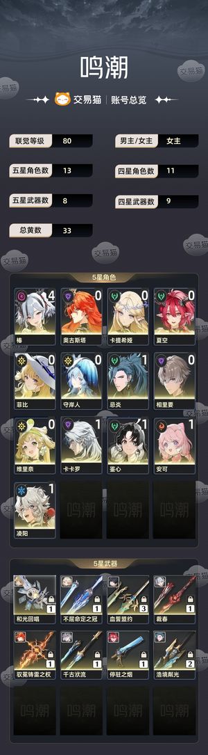 鸣潮【80级】 4链椿，活动地图可探索