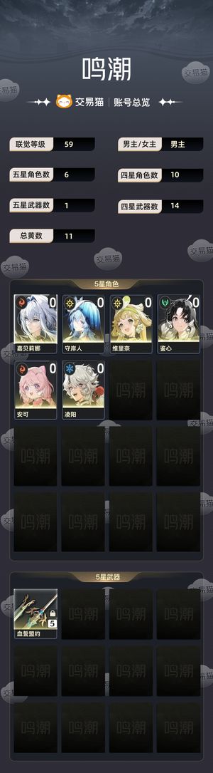 鸣潮【59级】 嘉贝莉娜 守岸人 5.4w星声