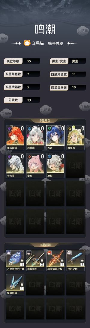 鸣潮【55级】 01奥古，01优诺，00珂莱塔
