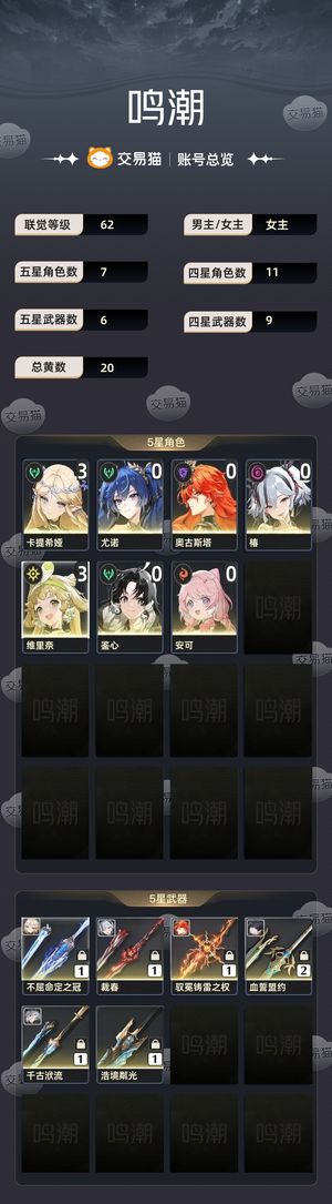 鸣潮【苹果版】【62级】 31卡提其他自己看吧