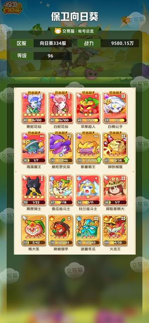 保卫向日葵【苹果版】【96级,9580.15万战力】自玩号可换绑