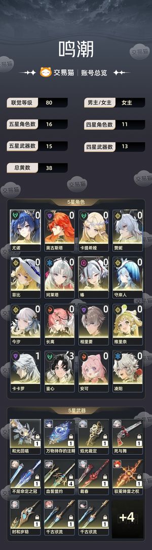 鸣潮【80级】 玩腻了出号
