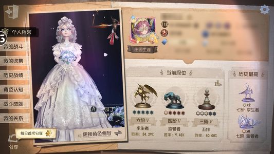 第五人格【118级】恶之源鸽子晖之羽白泽心锁永恒