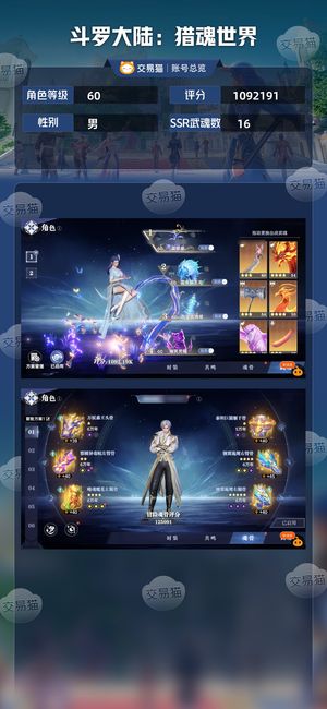 斗罗大陆：猎魂世界【60级】雷队  双月卡一万钻80海神币