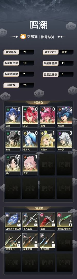 鸣潮【71级】 61船长01露帕夏空尤诺仇远