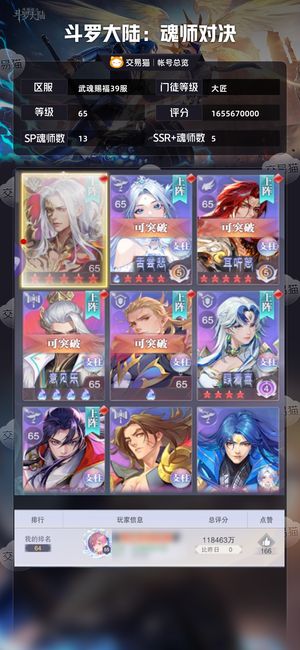 斗罗大陆:魂师对决【大匠,65级】双魂铠红五王林带皮