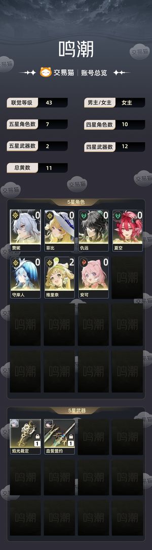 鸣潮【43级】 光燥队，风队，手工号，自玩号