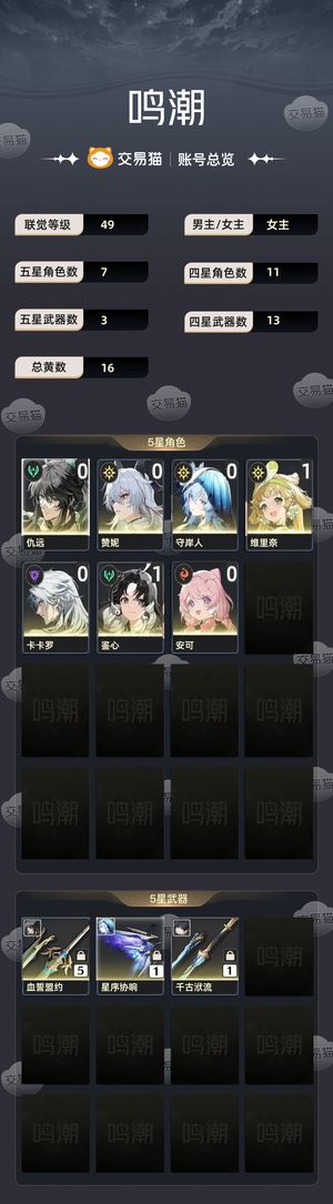 鸣潮【49级】 极品小号在线求购