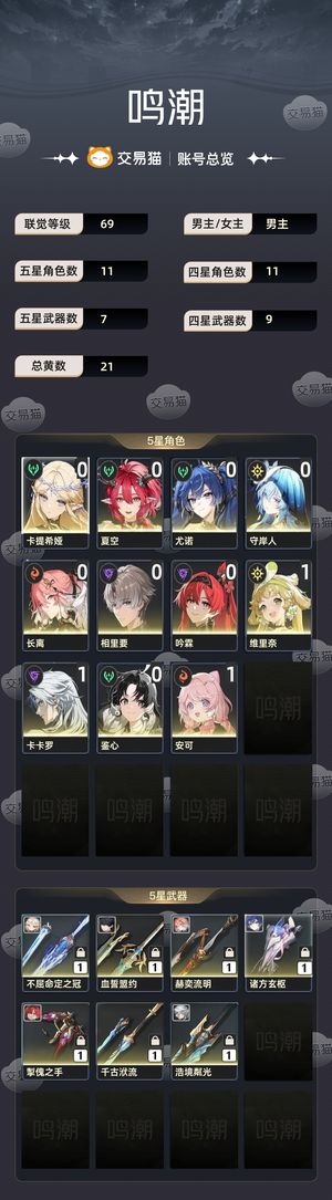 鸣潮【69级】 没时间玩了，随缘出