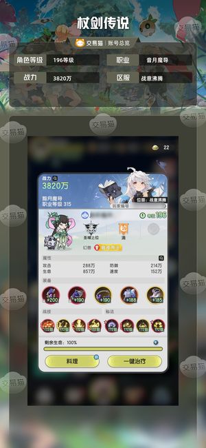 杖剑传说【196级】8K氪五转战士，没时间玩出了