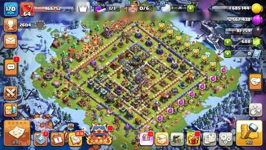 部落冲突【17本 繁荣度64 奖杯2604】17本高王高墙高等级高科技