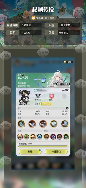 杖剑传说【160级】杖剑水生翡玉贤者号